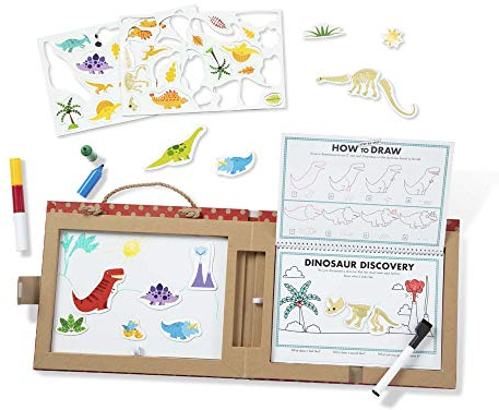 Melissa & Doug | Natural Play: Spielen, Zeichnen, Kreieren, Wiederverwendbares | Mal & Magnet-Set - Dinosaurier (41 Magnete, 5 Whiteboard-Markierstifte)
