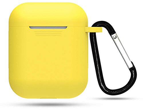 ELLENNE Cover Silicone Slim per Apple AIRPODS 1/2 Custodia Giallo | COVER SILICONE SLIM COMPATIBILE PER APPLE AIRPODS 1 E 2 CUSTODIA ANTIGRAFFIO + GANCIO (Giallo)