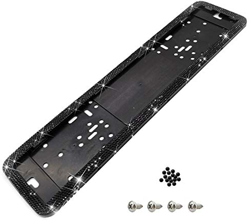 Universal Pkw Simple Fix Nummernschildhalter Kennzeichenhalterung Edelstahl, Diamant Diebstahlsicher Nummernschildhalterung Vibrationsschutz Halter Für Kennzeichen Nummernschild (Schwarz)