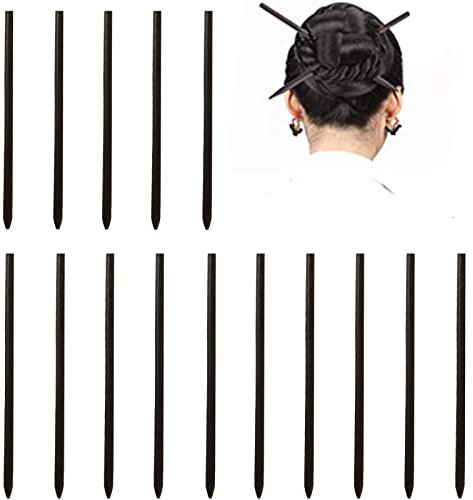 WAIBBU Naturels Chinois Baguettes Cheveux Cheveux Bâtons Antique Rétro Stick Cheveux Bois Santal Bâton Baguette Cheveux pour Les Epingles Cheveux Bricolage Fait Main Style Chinois Noir 15 Pièces