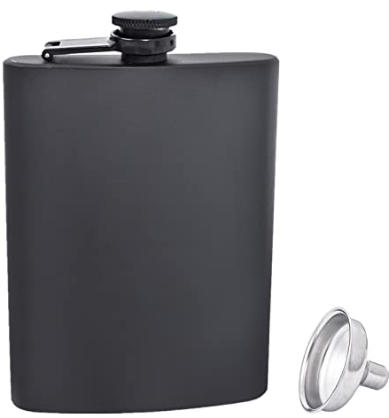 DQTYE Petacas de 8 oz para hombres con embudo Petaca de bolsillo de acero inoxidable Petaca de alcohol para tragos discretos Beber whisky Ron Vodka Hombres Mujeres Regalo - todo negro