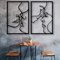 TJJTQP 3D Wandobjekt modern 2er Set, Wanddekoration Metall, Wanddeko Porträts, Gesichter aus Draht schwarz, Metall abstrakte Gesichtswanddekoration (60X50CM/24X20IN)