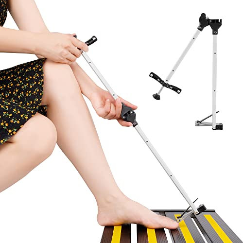 ILOKNZI Foldable Long Handle Toenail Clippers Scissors, Foldable Handle, Wide Jaw Opening, Design for Seniors, Overweight, Hip and Waist Patients (Without Magnifying Glass, 80CM/31.5)
