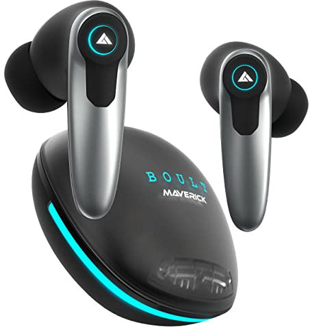 GOBOULT Maverick True Wireless Earbuds (Previously-Boult) with 35H Playtime, 45ms Xtreme Low Latency Mode, Quad Mic ENC, Type C Fast Charging (10Mins=120Mins), 10mm Drivers, BT 5.3, IPX5