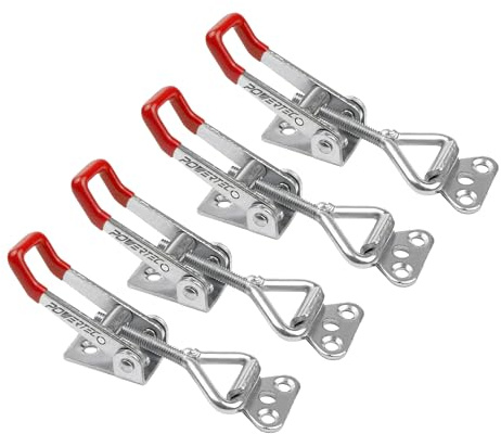 POWERTEC 4PK Toggle Clamp, 220 lbs Holding Capacity, 4001 Adjustable Pull Action Latch for Smoker, Tool Box, Woodworking Jigs and Fixtures, Cabinet, Door (20311V)