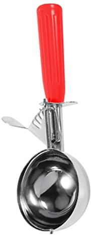 Cuchara de Helado, Cuchara de Soufflé Grande, Cuchara de Hielo de Cuchara de Fruta de Acero Inoxidable con Liberación de Gatillo, Cuchara de Comida de Cocina Práctica de 1 Pieza,(Rojo 5,2 cm)