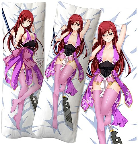 RYTHMIX Fai-ry TA-il Anime Kissenbezüge, Weiche Resistent Dakimakura Zierkissenbezug, Modern Gemütlich Zierkissen Bezüge für Sofa Schlafzimmer-Multicolor 1||50 * 180cm
