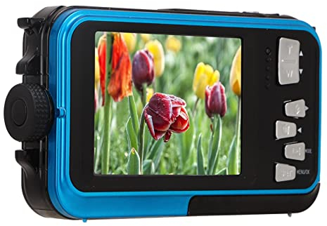 Full HD 2.7K 48MP 10ft Waterproof Underwater Digital Camera 16X Digital Zoom Front Rear Double Screens Waterproof Digital Camera Yellow Snorkeling Aquapix Splash W1024 Digital