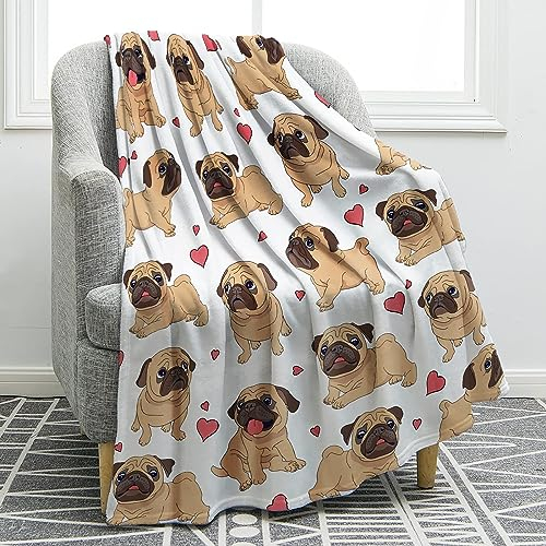 Kuscheldecke Gelber Mops Kuscheldecke Flauschig als Geschenke für Frauen Männer Extra Weich Warm Decke als Sofaüberwurf Tagesdecke oder Wohnzimmerdecke - 100 x 150 cm