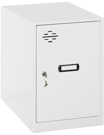 Simon Rack Taquillas Vestuario Pequeña, 475x300x500 mm, Amario Metalico Pequeño, Incluye Llave, Blanco - Simonlocker