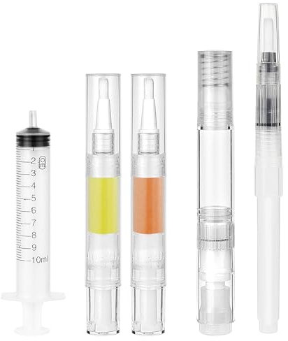 Sinofort 5 Pcs Touch Up Paint Pen, 5ml 6ml 15ml Paint Touch Up Pen, 3 Sizes Paint Pens for Walls, Wall Patch Brush for Wooden Floor Furniture Cabinets Desk Window