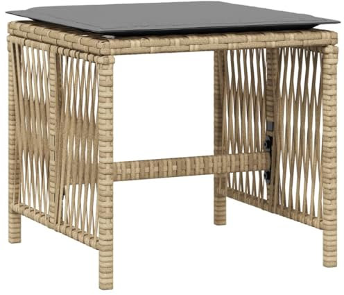 vidaXL Gartenhocker mit Kissen 4 STK., Hocker mit abnehmbarem waschbarem Bezug, Gartenstuhl mit Stahlrahmen, Sitzhocker Gartenmöbel, Beigemischung Poly Rattan