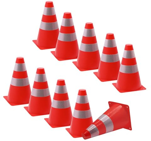 TRUTZHOLM 10x Pylone Verkehrskegel Leitkegel stapelbar 13,5 x 23 cm Hütchen für Sport Training Freizeit