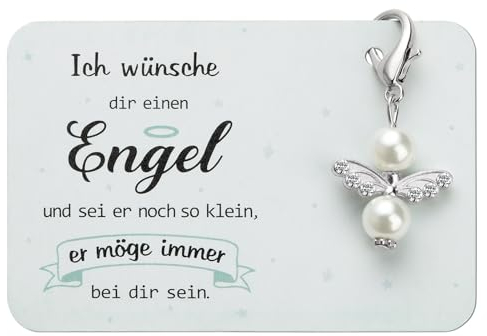 BETESSIN Schutzengel Schlüsselanhänger Abschiedsgeschenk Kollegen Engel Anhänger Kleine Glücksbringer Engel Weihnachten Geschenke mit Karte Beutel Taufe Hochzeit Gastgeschenke Adventskalender Füllung