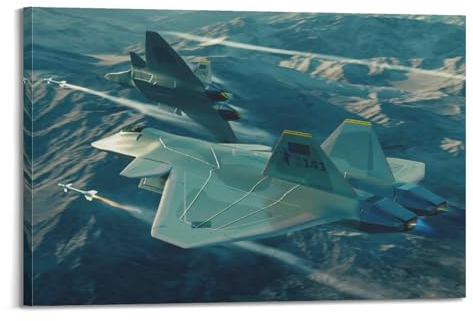 BINKAIYI Fighter Jet Poster F-22, Raptor-Kampfflugzeug-Poster, dekorative Malerei, Leinwand, Wandposter und Kunstdruck, moderne Familienschlafzimmer-Dekoration, Poster, 20 x 30 cm