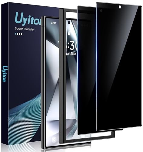 Uyiton für Samsung Galaxy S24 Ultra für Panzerglas Sichtschutz - 2 Stück 9H Härte Schutzglas Sichtschutz mit Schablone,28°Privacy Schutz,Vollständige Abdeckung Anti-Spy Panzer Schutz Glas