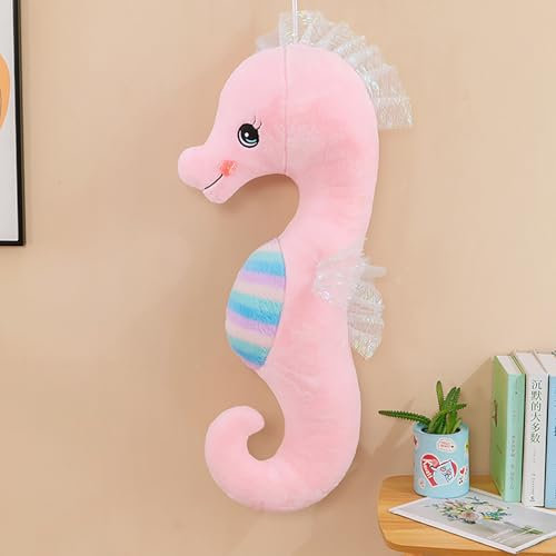 Uixxducc Seepferdchen Kuscheltier Süße Seepferdchen Plüschtier Stofftier, Weiches Seepferdchen Kissen Geschenk für Kinder/Erwachsene (Rosa.,50CM)