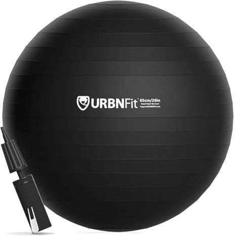 Exercise Ball - Balance Balls for Gym, Yoga, Pregnancy and Stability - Anti-Burst Swiss Ball w/Quick Pump - Fitness Accessories (Black, 65cm)