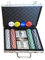 Poker-Kartenspiel, Chips-Spielset, Poker-Chip-Sets, Poker-Chips-Set mit Aluminiumgehäuse, 2 Kartendecks, Dealer, Small Blind, Big Blind-Tasten und 5 Würfel, Abs/PP, 4 x 0,33 cm/1,57 x 0,13 Zoll,