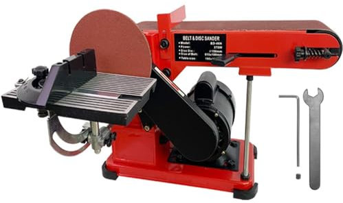 Small Desktop Belt Disc Sander, 350w Grinder Bench Sanding Machine, 0-90° Adjustable, with 4 Rubber Foot Pad, 1400 R/Min Multifunctional Sanding Belt Machine, for Woodworking Grinding Polishing
