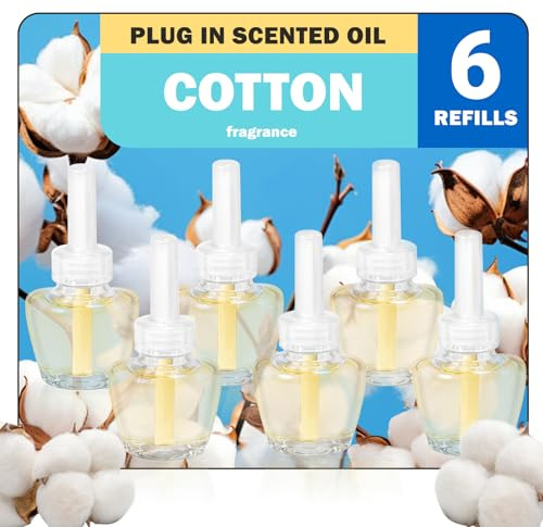 SCENTORINI Plug In Air Fresheners Refills, Suitable for Air Wick & Glade, Cotton Fragrance, Plug In Electrical Air Freshener Refills, 6 Packs