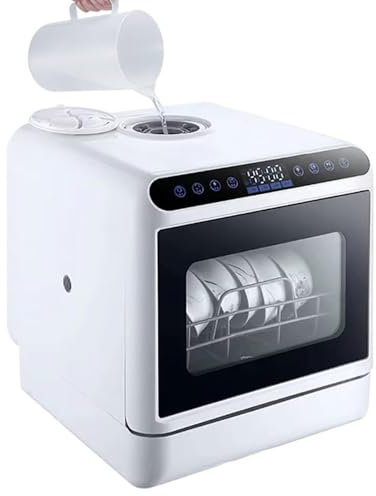 Mini Dishwasher Portable, Compact Table Top Dishwasher with 5L Water Tank, UV High Temp, Air-Dry Function, 360° Dual Spray for Apartments & RVs