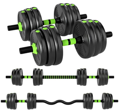SPORTNOW 3-in-1 Hantelset Verstellbar 20/25/30kg Kurzhantel Set | Krafttraining, Kurzhanteln, Langhanteln, Hanteln Set, Dumbbell, mit Verbindungsrohr, Kurzhantelset, Zuhause, Fitnessstudio
