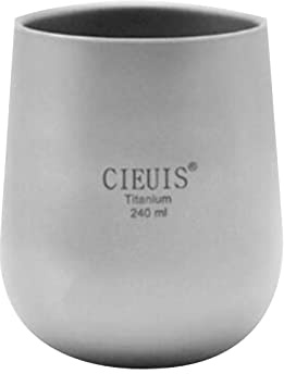 PciDinFo Mug Léger en Titane à Double Paroi, pour Boissons Chaudes et Froides, Thé, Tasse Isotherme, Mug de Camping pour Une Utilisation en Extérieur, à, 240ML