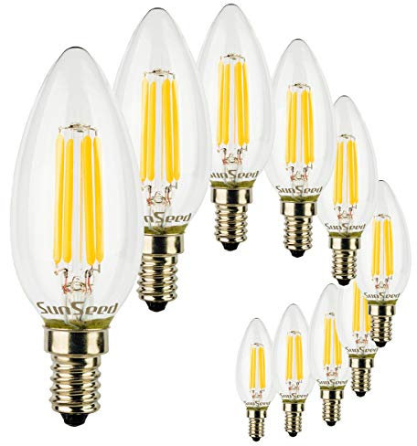 SUNSEED 10x Glühfaden LED Kerze Lampe E14 5W ersetzt 48W Warmweiß 2700K