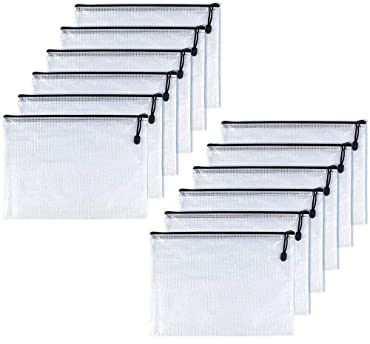Dokumententasche, 12 Stück, mit Reißverschluss, aus PVC, für die Schule, das Büro, für Magazine, Dokumente, schwarz B8