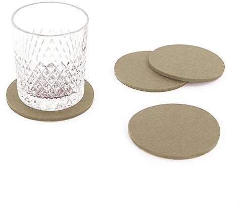 Oblique Unique® Filzuntersetzer rund 4er Pack für Tisch und Bar - Glasuntersetzer Untersetzer aus Filz (Beige)