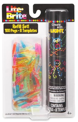 Lite Brite | Peg & Template Refill Pack | Light Up Drawing Board, LED Board with Colours, Toys for Creative Play, Glow Art Neon Effect Drawing Board, Light Toys for Kids Ages 4+ | Basic Fun 02224