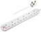 Masterplug Rallonge 6 Prises avec Protection Contre Les surtensions, indicateurs LED d'alimentation et de surtension, Non commutable, câble de 2 m, câble d'extension à 6 Voies, multiprise, Blanc, 13