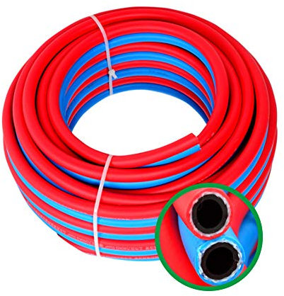 Tuyau De Soudage Jumelé Oxygène Acétylène Double, Torche Oxy Acétylène De Coupe, Diamètre Intérieur: 6 Mm, Extérieur: 12 Mm (Rouge Et Bleu), 10m