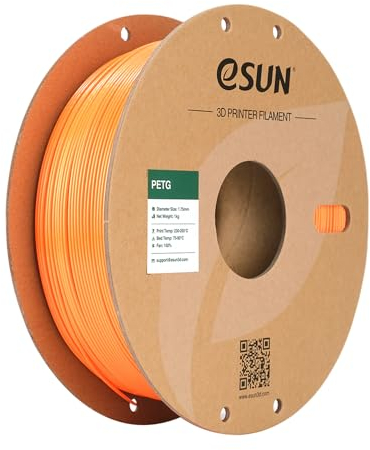 eSUN PETG Filament 1.75mm, 3D Drucker Filament PETG, Maßgenauigkeit +/- 0.05mm, 1kg Spule (2.2 LBS) 3D Druck Filament für 3D Drucker, Solide Orange