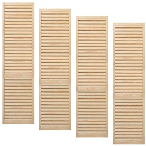 ben+camilla.com Lamellentür Holztür Natur 242,2 x 59,4 cm mit offenen Lamellen für Regale, Schränke, Möbel | Kiefer Holz unbehandelt | Vierer Paket 4-er Pack