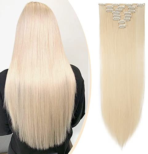 S-noilite Clip In Extensions Haarverlängerung Glatt 8 Teiliges SET 18 Clips 8Pcs Voller Kopf Wie Echthaar 66cm Blassblond