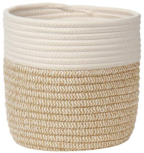Briful 8x8 Cotton Rope Woven Basket 20cmx20cm Plant Pots Indoor Jute Planter Rope Plant Baskets for Flowers, Toys, Crafts, Rustic Home Decor