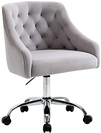 WOEOA Homeoffice Stuhl,Schreibtischstuhl Samt,Ergonomisch Bürostuhl,360° Drehbar, Höhenverstellbar,für Wohnzimmer Schlafzimmer Vanity Studie,Bis 135 kg Belastbar,Mädchen Frauen