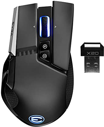 EVGA X20 Wireless Gaming Mouse, Wireless, Black, Customizable, 16,000 DPI, 5 Profiles, 10 Buttons, Ergonomic 903-T1-20BK-KR