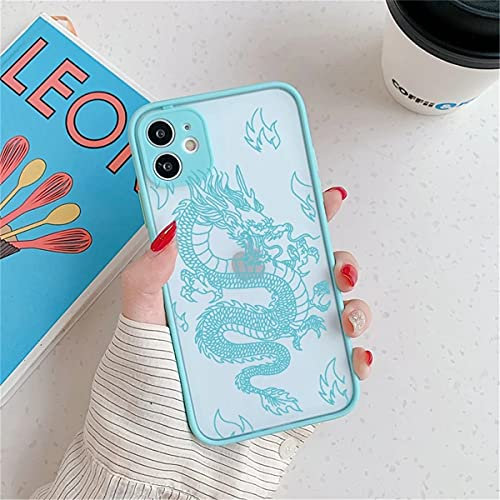 EYZUTAK Case for iPhone 11 6.1 inch, Clear Fashion Animal Sculpture Dragon Cartoon Pattern Frosted PC Back 3D and Soft TPU Edge Bumper Silicone Shockproof Protective Case - Green