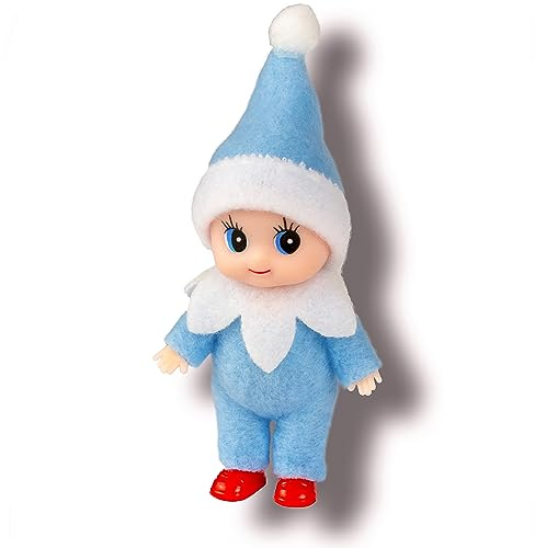 LitoMagic Weihnachtliche Baby-Elfenpuppe im blauen Overall