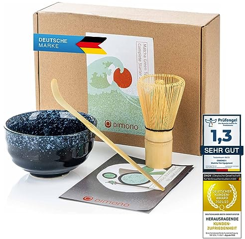 Juego de té Matcha original con cuenco de té Matcha, batidor de bambú y cuchara dosificadora - Juego de regalo para la ceremonia del té