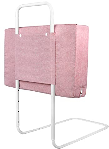 YUENFONG Bettgitter Bettschutzgitter 50cm Rausfallschutz für Kinder Höhenverstellbar Kinderbettgitter für Bett, 5-Loch Verstellbare Seitenschutz, 1 Stück, Kirschpulver