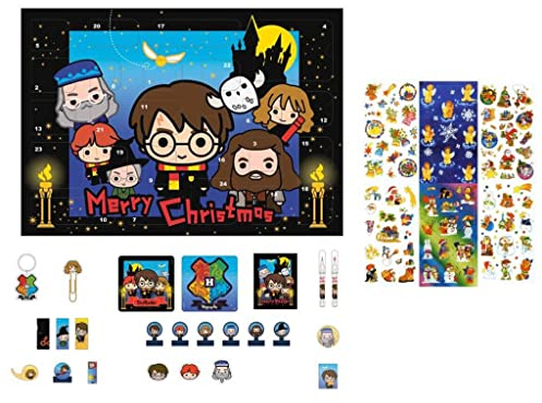 Undercover HPTT8025 - Harry Potter - Adventskalender für Kinder, Mehrfarbig, ca. 45 x 32 x 3 cm + GRATIS 3er Set Sticker