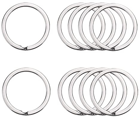 10 Pcs 32 mm Metal sStainless Steel Flat Split Key Ring Circular Keychain Hoops Keyring Loop Keyring Connector