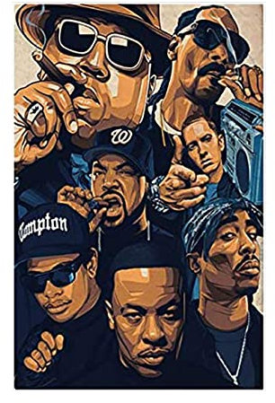 Poster Biggie Notorious 2pac Jay-Z N.W.A Hip Hop Legend Star Collage Leinwand Ölgemälde Kunst Wandbilder Wohnzimmer Wohnkultur Ost und West Rap Poster Leinwanddruck Kunst ungerahmt,40×60cm