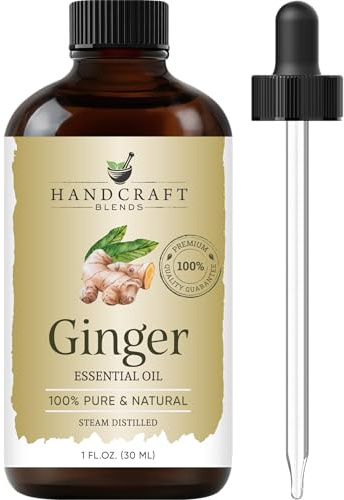 Handcraft Blends Huile essentielle de gingembre – 3,8 ml – 100 % pure et naturelle – Huile essentielle de qualité supérieure pour diffuseur et aromathérapie, peau, massage, bougie et fabrication de