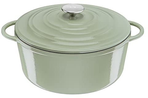 Tefal LOV E2580504 - Cacerola antiadherente de hierro fundido de inducción de 29 cm con tapa verde liquen