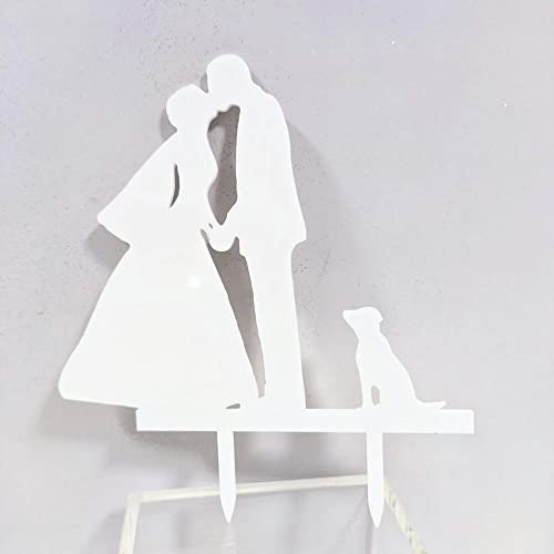 Cake Topper Silhouette weiß Brautpaar mit Hund - New 2023 - Made in Italy